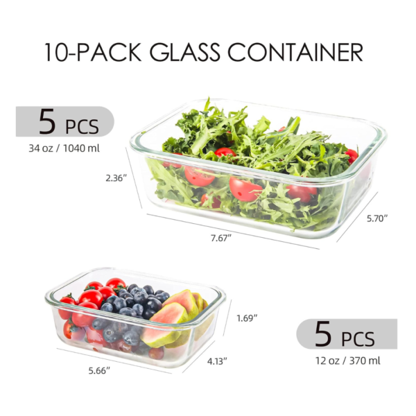 10-Packs Glass Food Storage Containers - Pink - Image 4