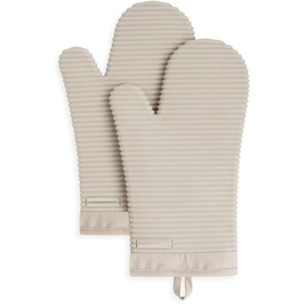 Ribbed Soft Silicone Oven Mitt Set, 7"x13"