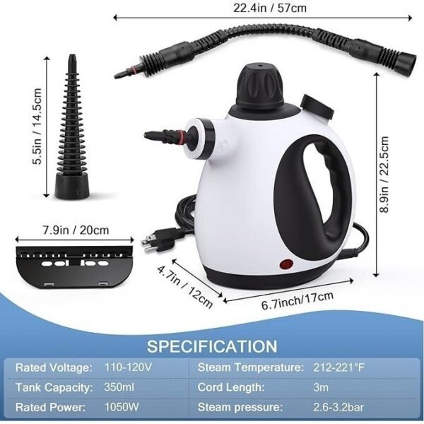 HANDHELD STEAM CLEANER FOR HOME WITH 10 ACCESSORY KIT - Image 2