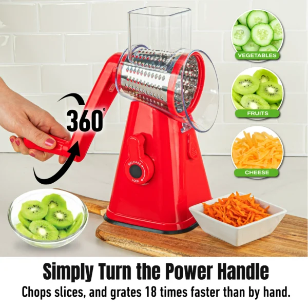 Slicer Salad Chopper with Suction Base - Red