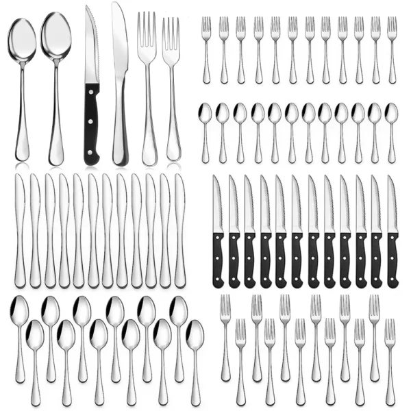 48 Pieces of Silverware Set with Steak Knives