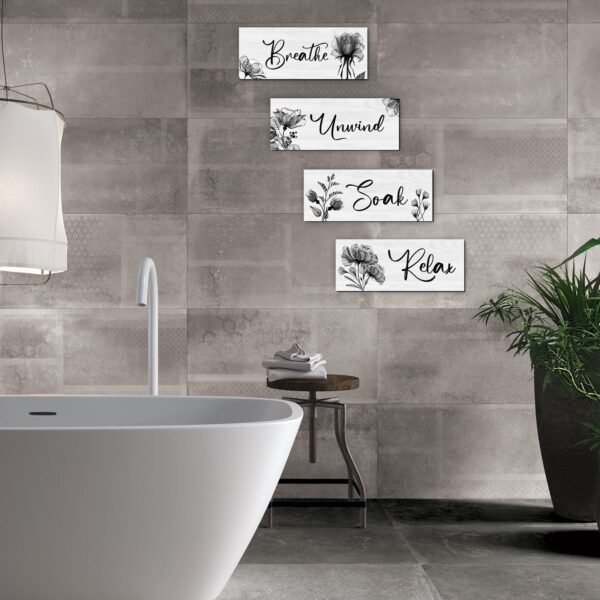 4 Pieces Bathroom Wall Decor, Black/White - Image 3