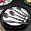 40-Piece Stainless Steel Flatware Set Service for 8 - Matte Black - Image 2